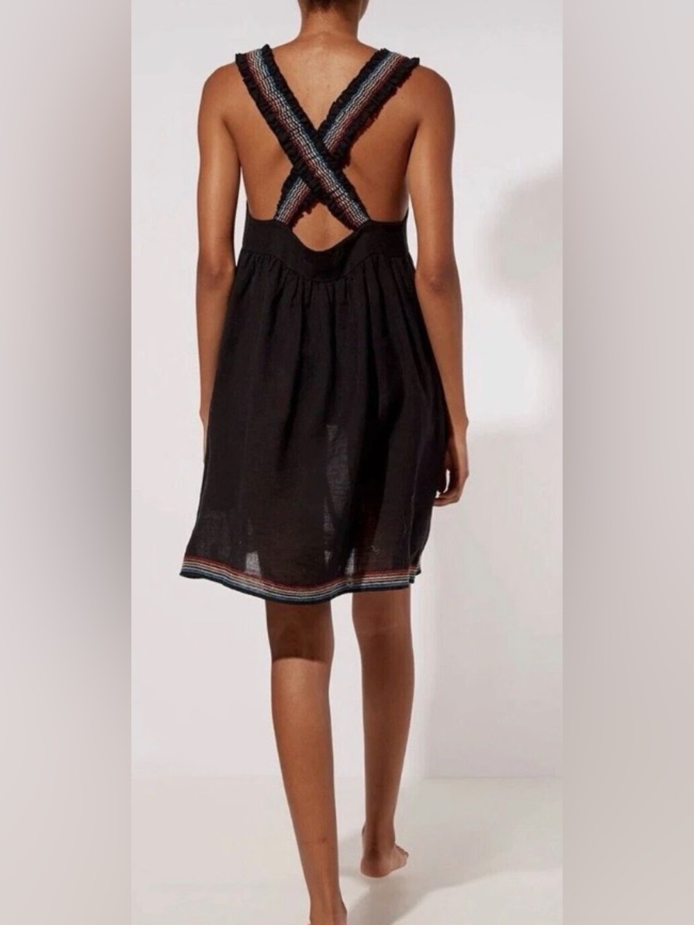 Solid & Striped The Jamie Dress Blackout Linen Blend Embroidered Strap NWT - Picture 2 of 11